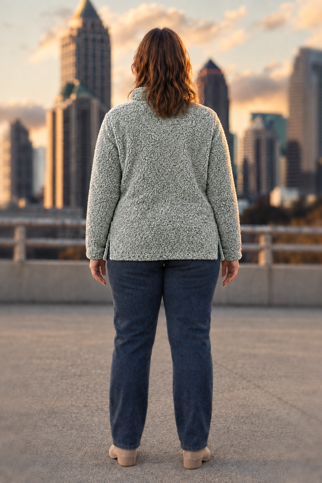 1989 Olive Sherpa Quarter-Zip Pullover Plus — back