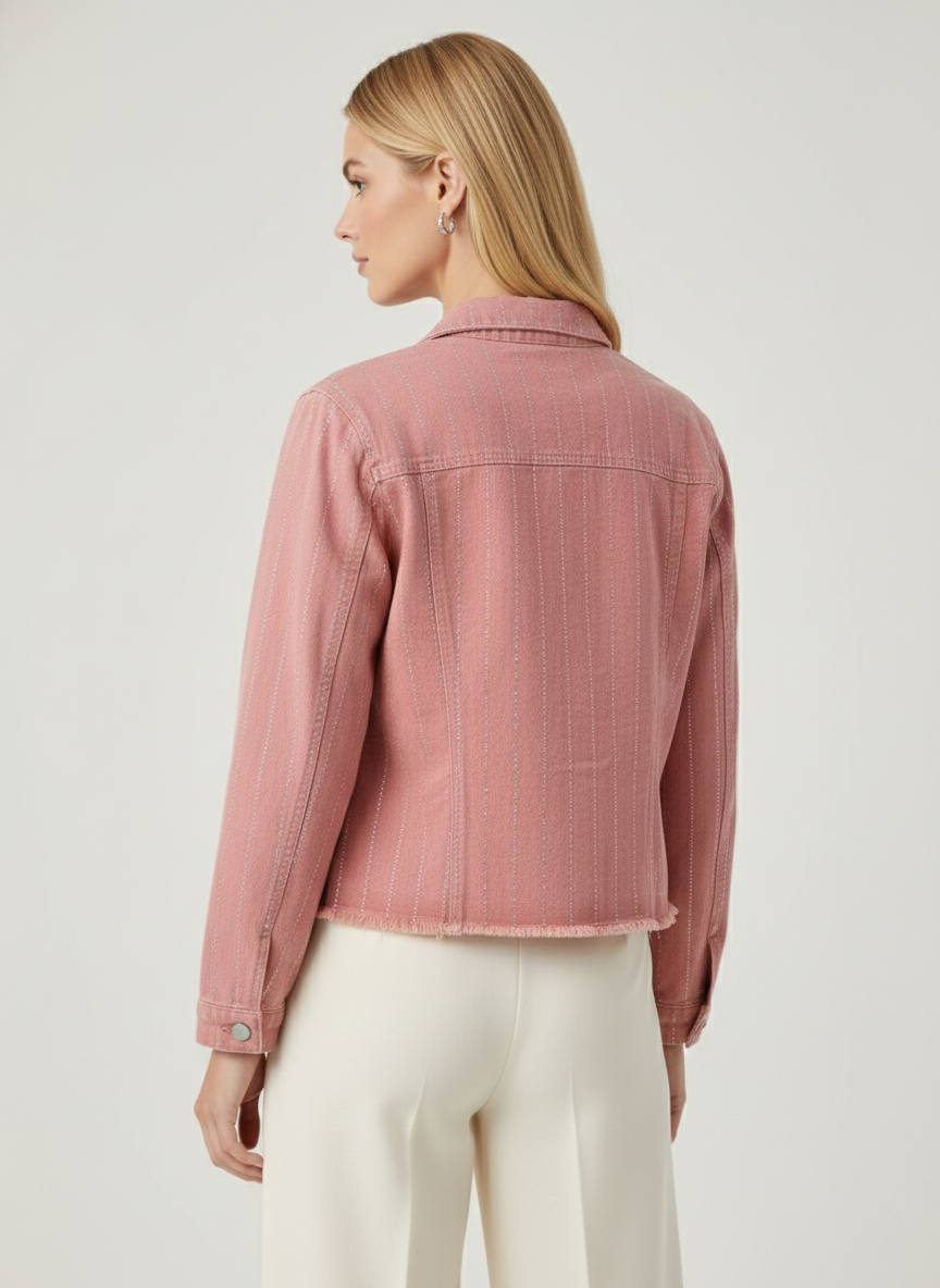 4768 Dusty Rose Embellished Denim Jacket