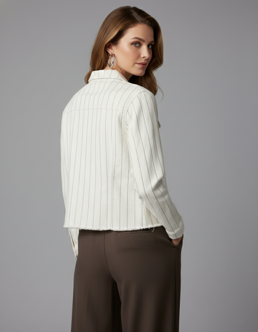 4768 White Glam Embellished Denim Jacket