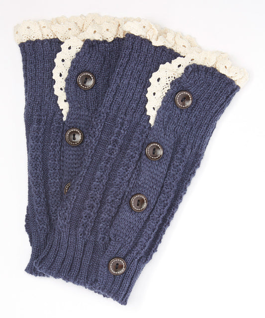 Navy Lace Trimmed Leg Warmers