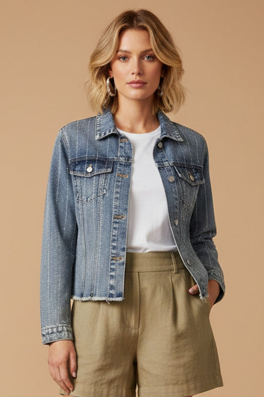 4768 Vintage Blue Wash Embellished Denim Jacket