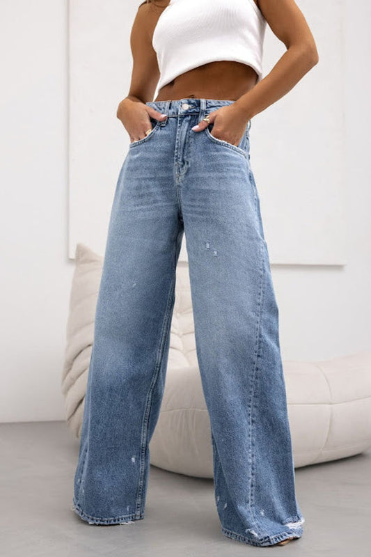 318 Blue Vintage Wash Flare Leg Jeans