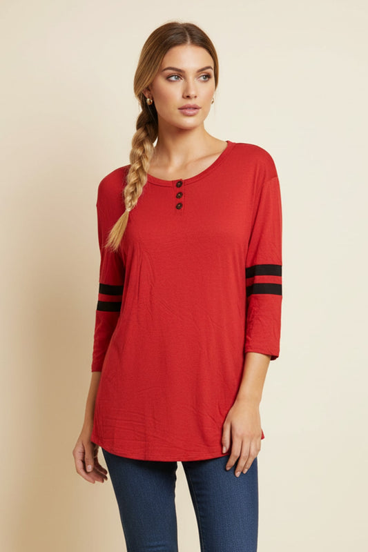 4080 Sporty Red & Black Striped Sleeve