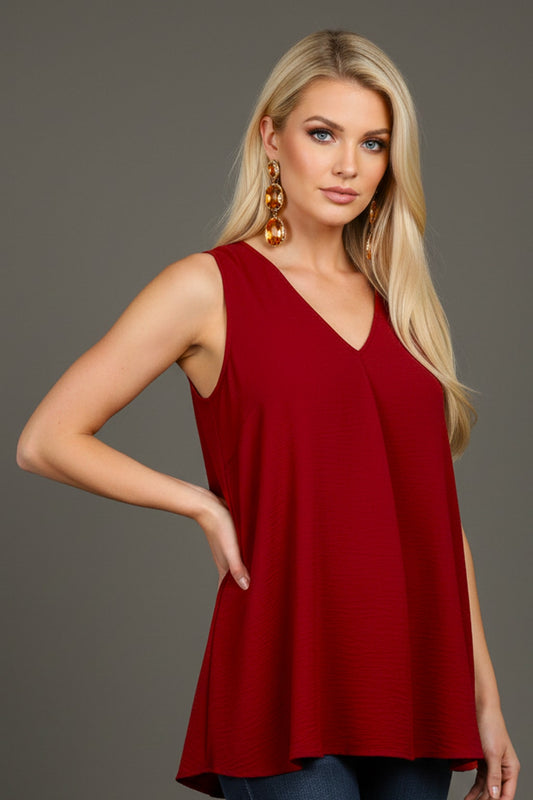 5513 Crimson V-Neck Blouse