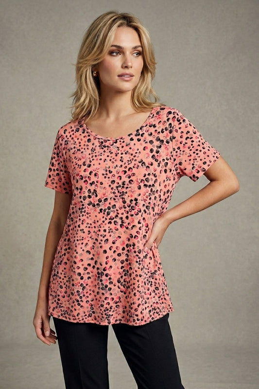 37365 Dusty Pink Leopard Print Flow Top