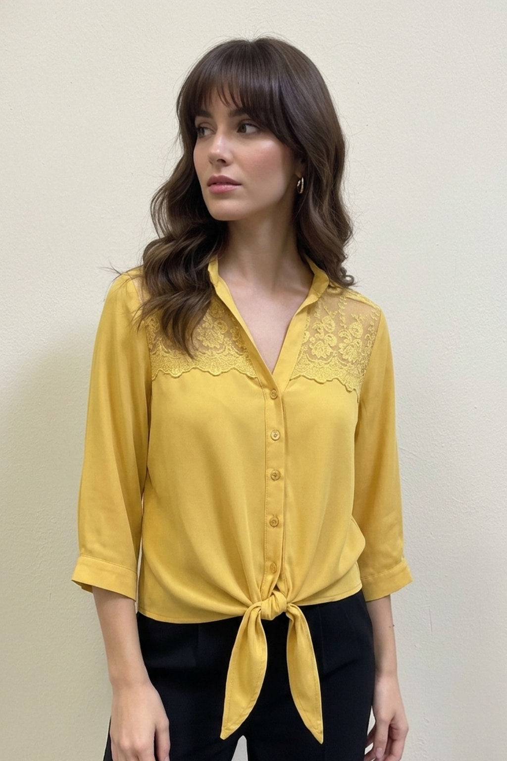 032 Golden Yellow Lace Blouse