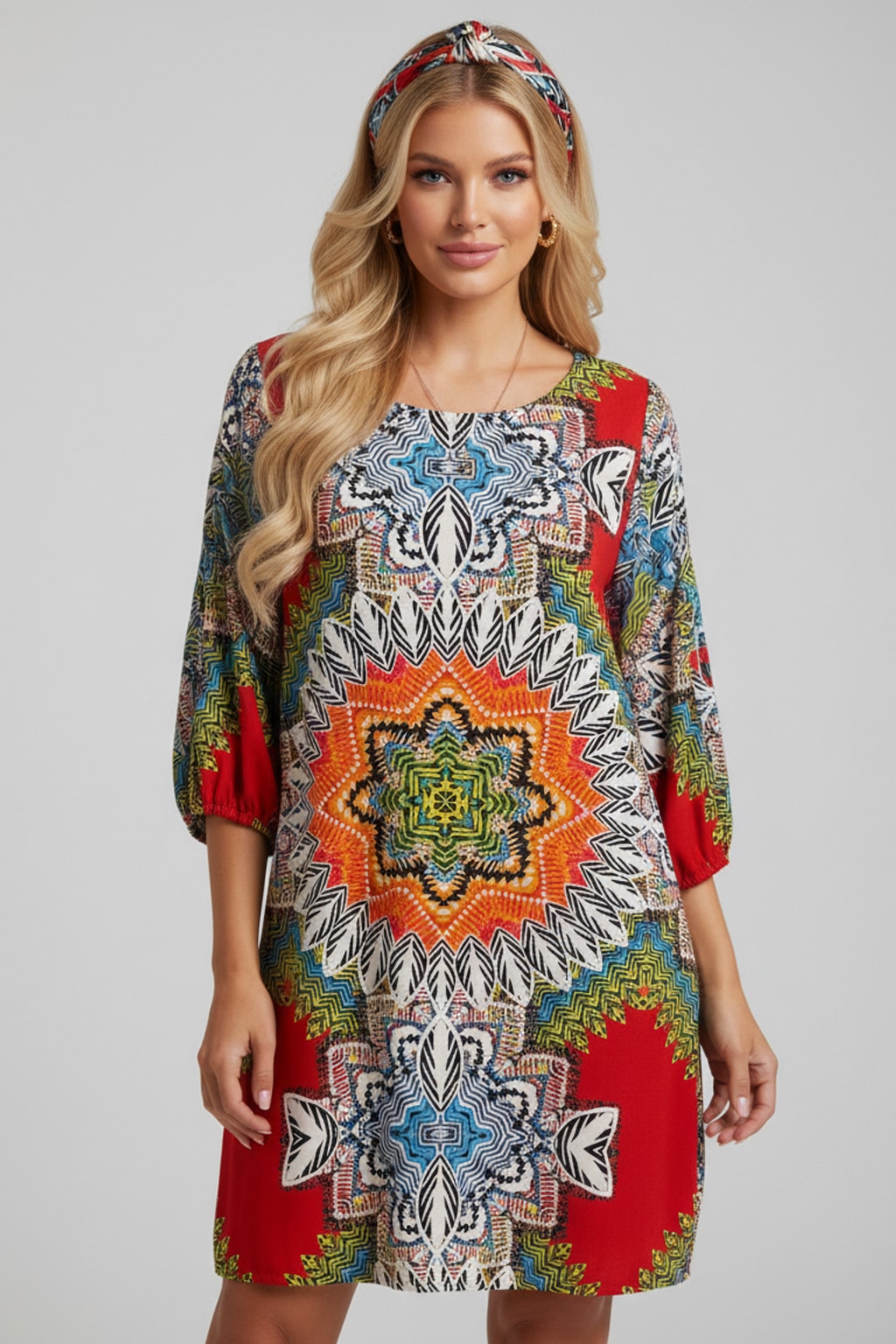 3048 Red Chromatic Bloom Dress