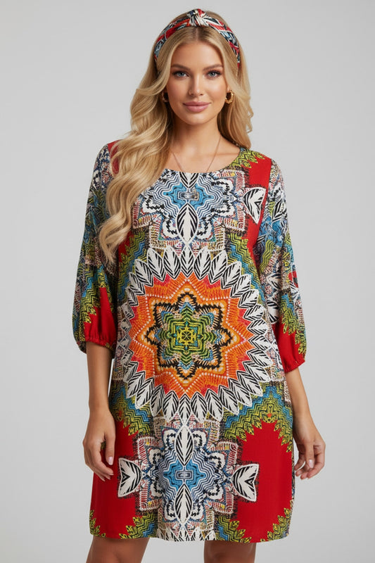 3048 Red Chromatic Bloom Dress