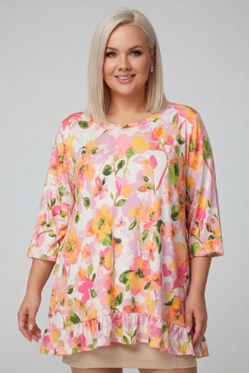 50827 Blush Pink Floral Blouse Plus