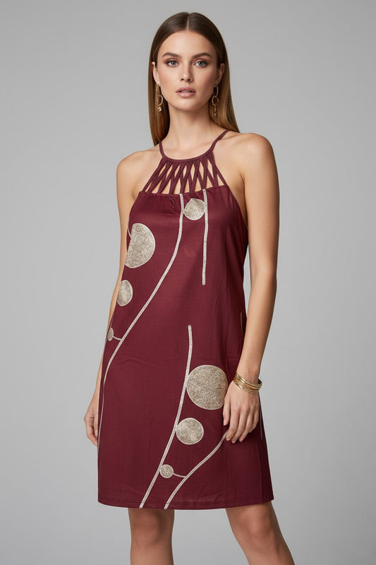 0045 Burgundy Wine Dress