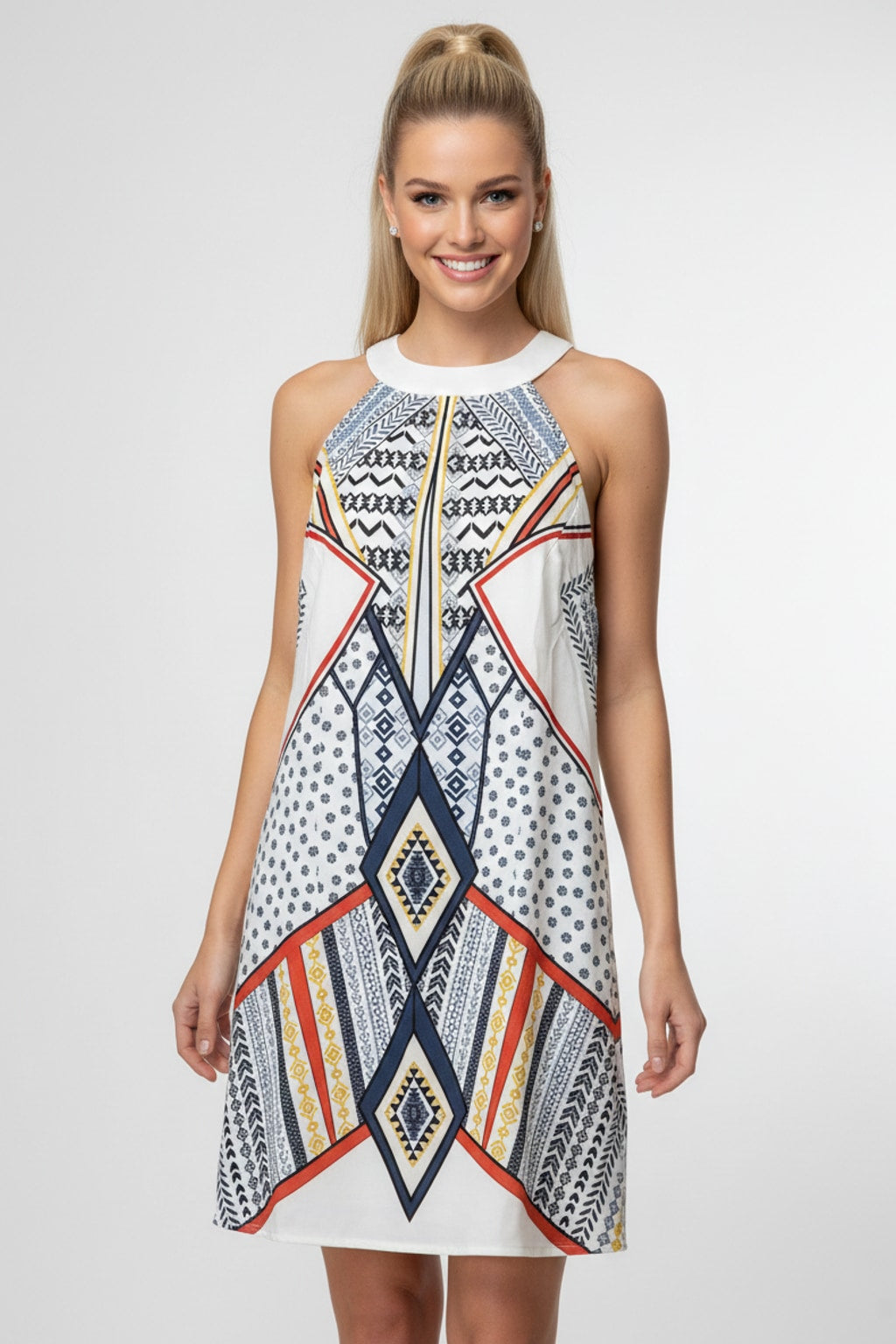 10215 Tribal Fusion Halter Dress