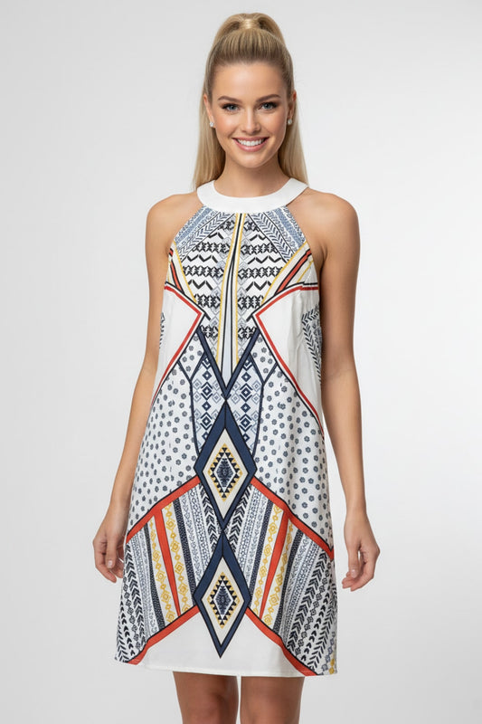 10215 Tribal Fusion Halter Dress