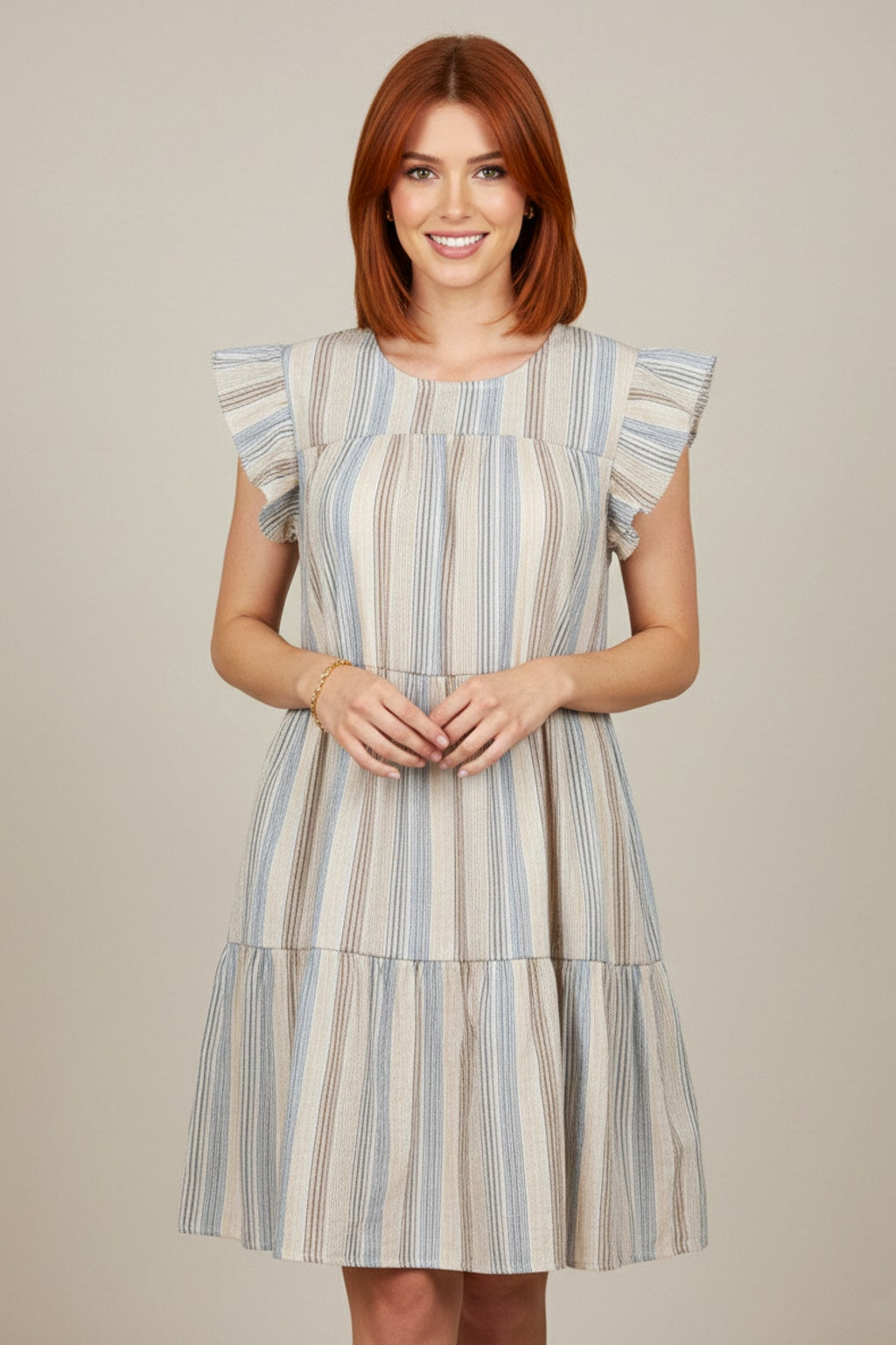 1690 Pebble Beach Stripe Tiered Dress