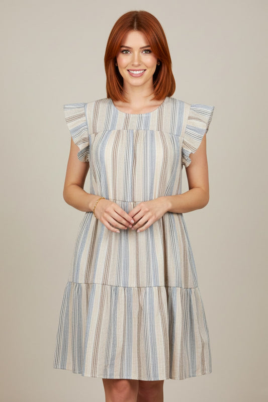 1690 Pebble Beach Stripe Tiered Dress