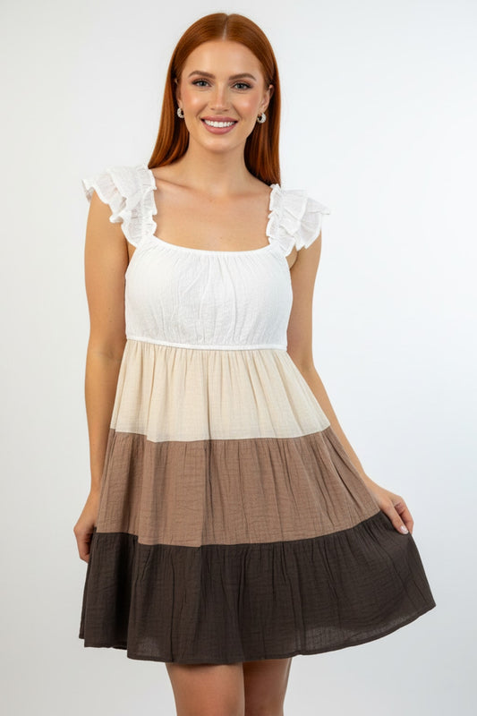 1952 Macchiato Layers Tiered Dress