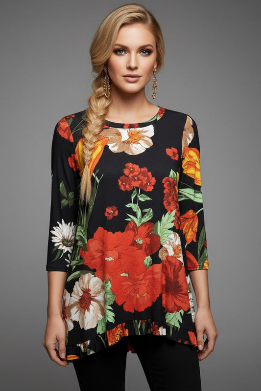 50827 Orange Red Botanical Blouse