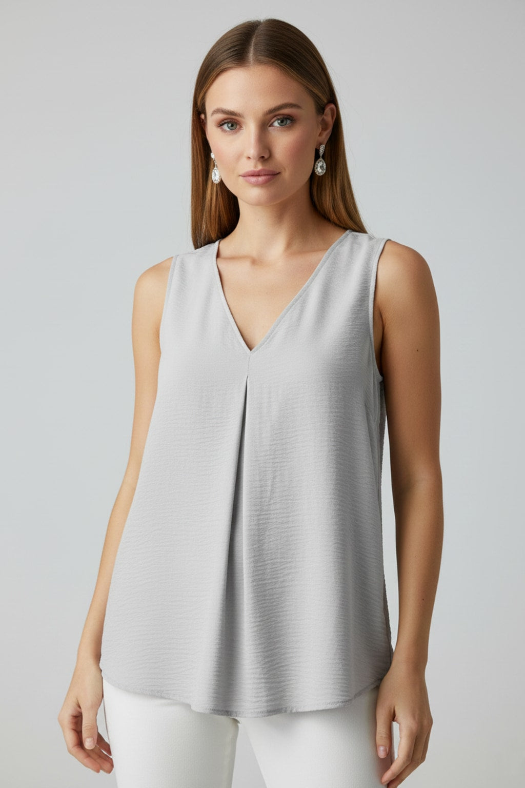 5513 Gray V-Neck Blouse