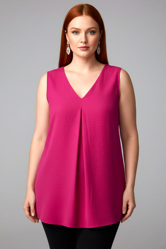 5513 Fuchsia V-Neck Blouse Plus