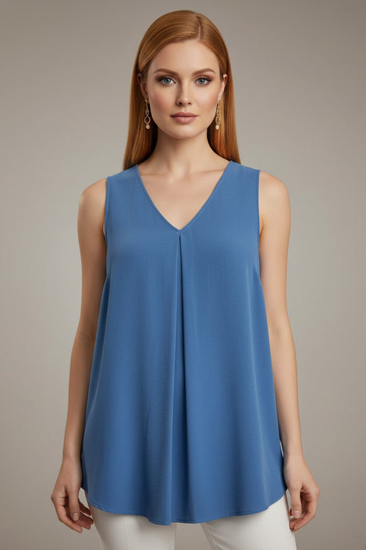 5513 Hydrangea Blue V-Neck Blouse