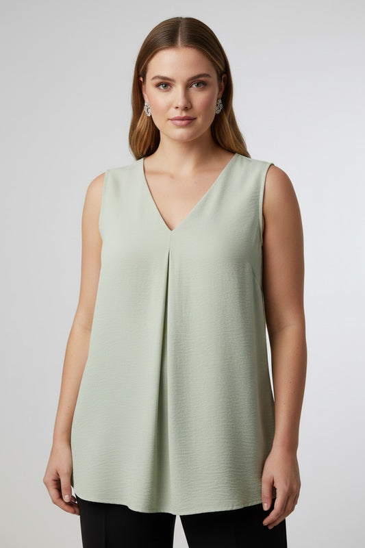 5513 Pale Sage V-Neck Blouse Plus