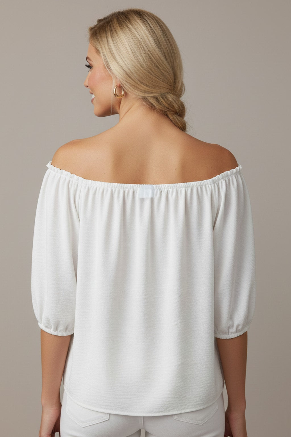 5656 Whimsical White with Flowers Appliqué Blouse