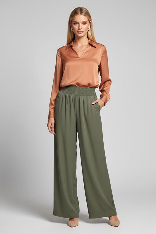6913 Olive Tencel Pants with pockets