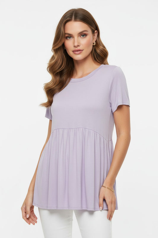 7209 Lavender with Flowy Hem Top