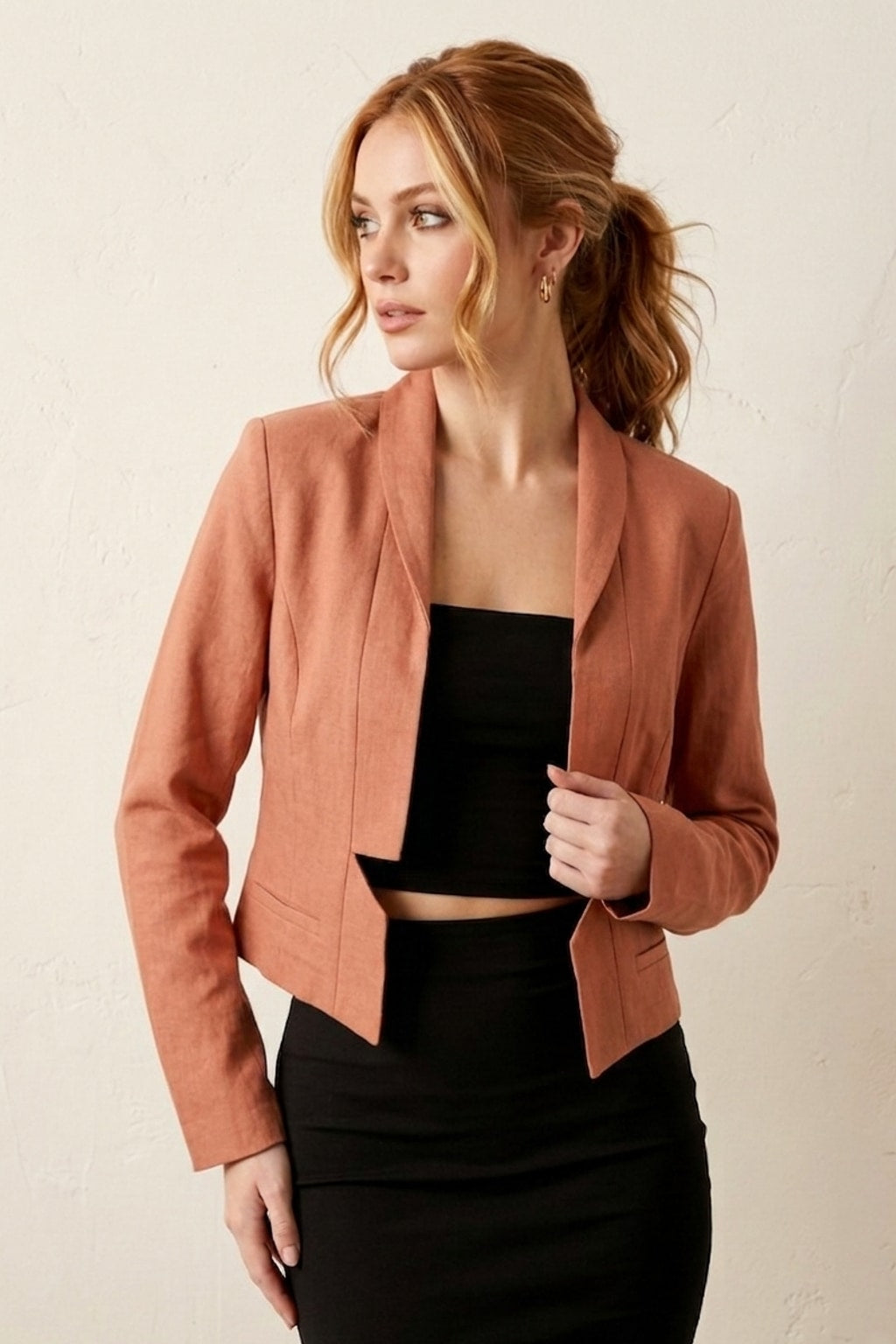 50162 Terracotta Blazer with Lace detail
