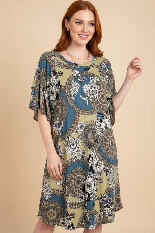3927 Gypsy Garden Teal Dress