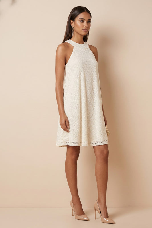 4030 White Lace Sleeveless Dress