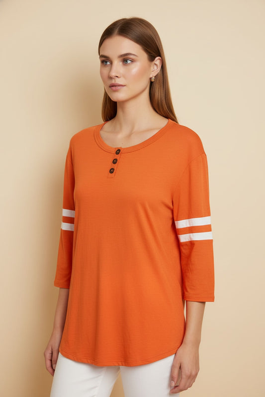 4080 Varsity Stripe Orange Top