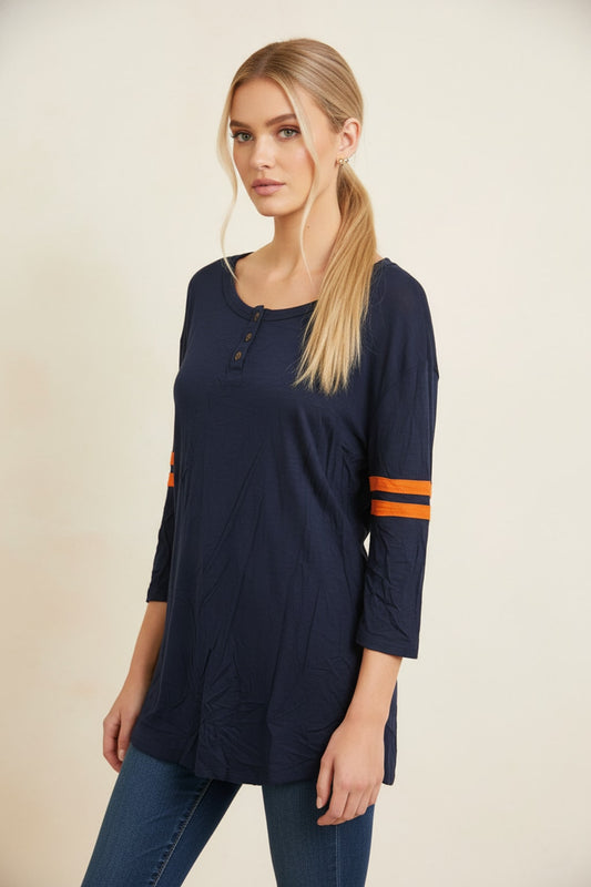 4080 Navy & Orange Team Spirit Top