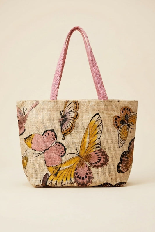 61849 Pink Butterfly Bliss Tote Bag