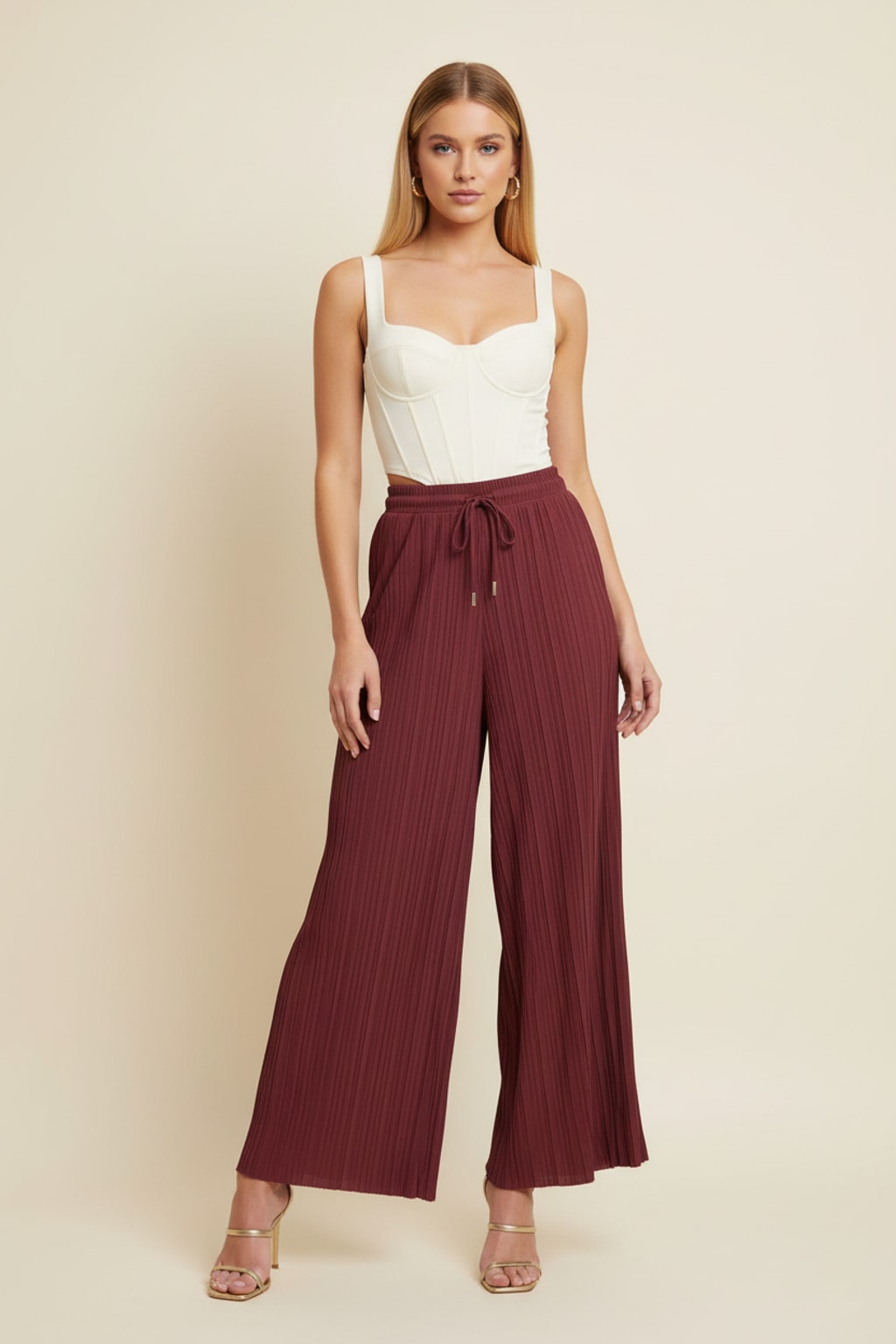 902 Burgundy Pleated Pants