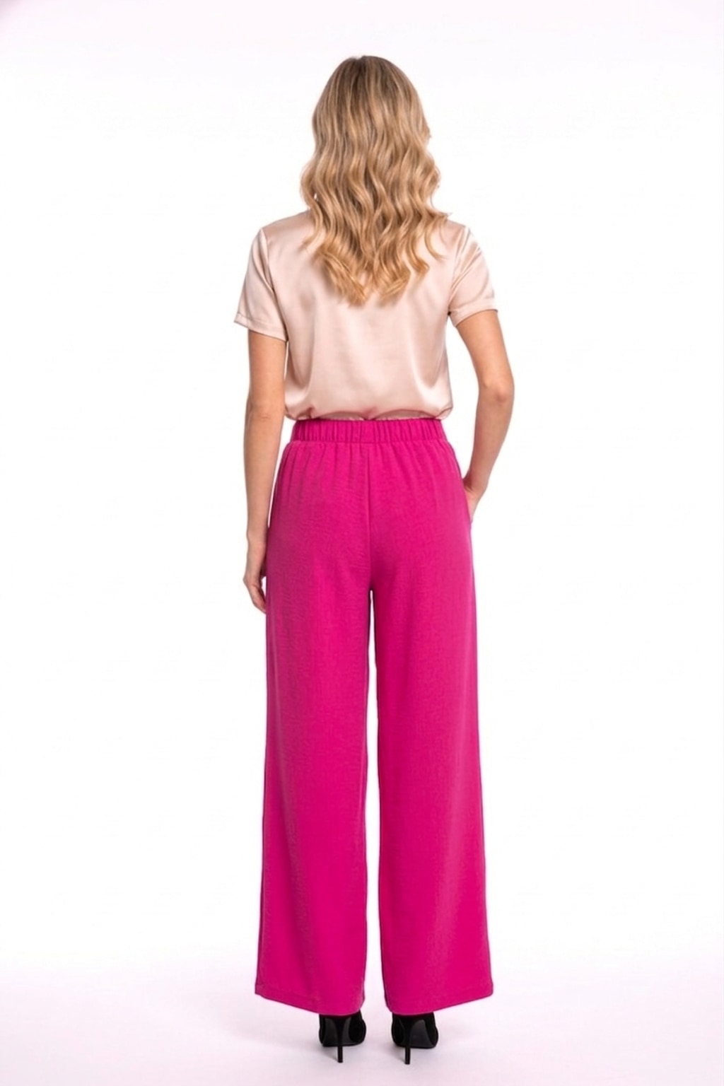 1234 Fuchsia Pleated Trousers with Side Pocket