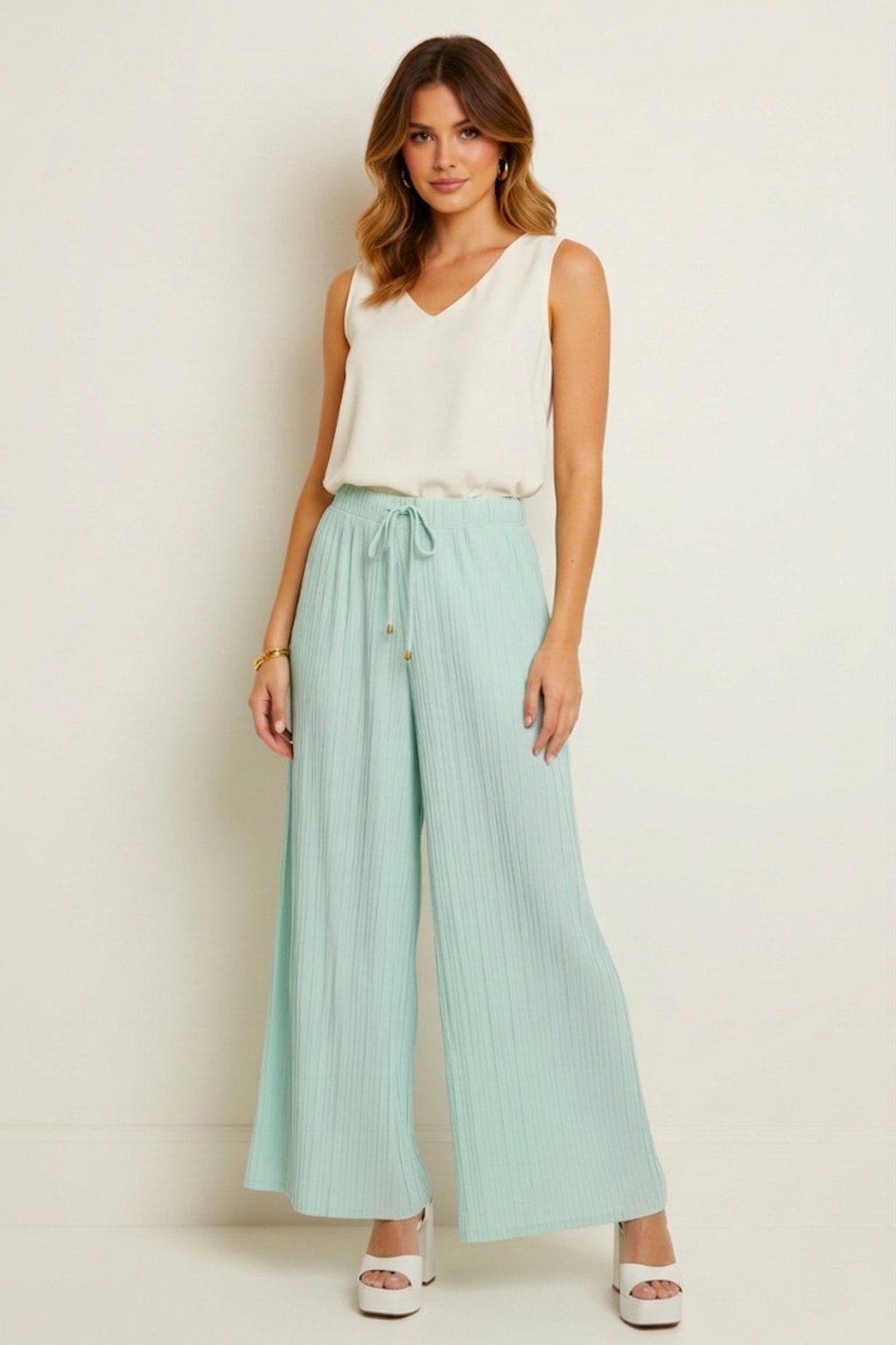 533 Mint Green Pleated Pants