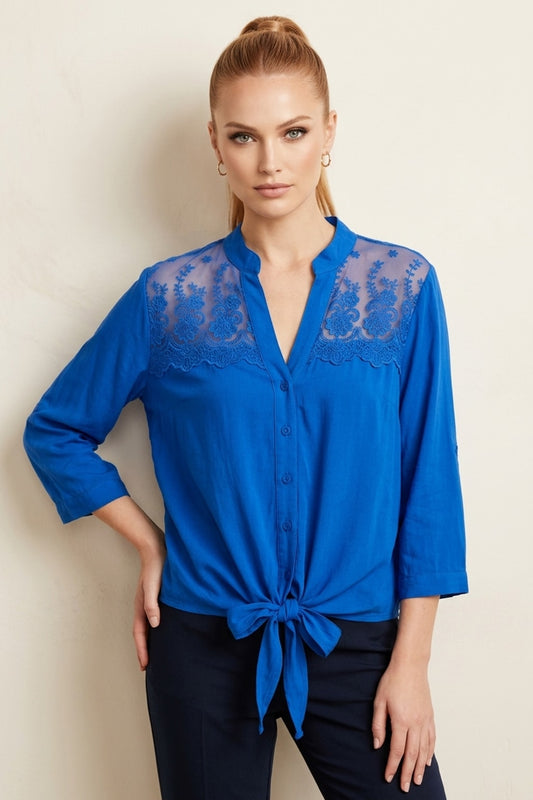 032 Royal Blue Lace Blouse