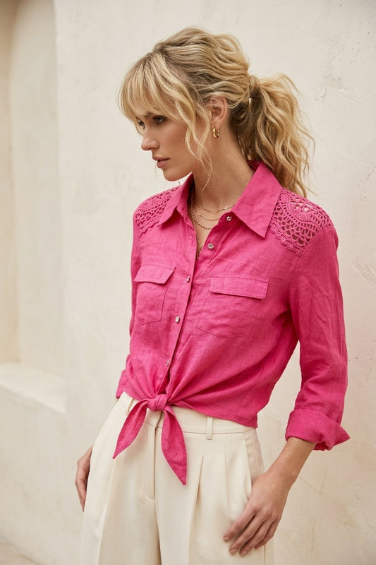 106 Hot Pink Crochet Blouse