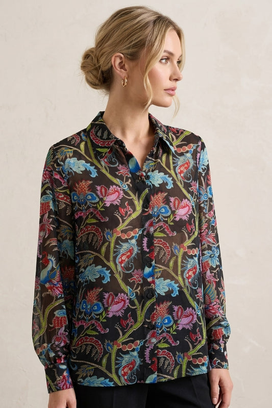 224 Midnight Garden Exotic Bird Blouse