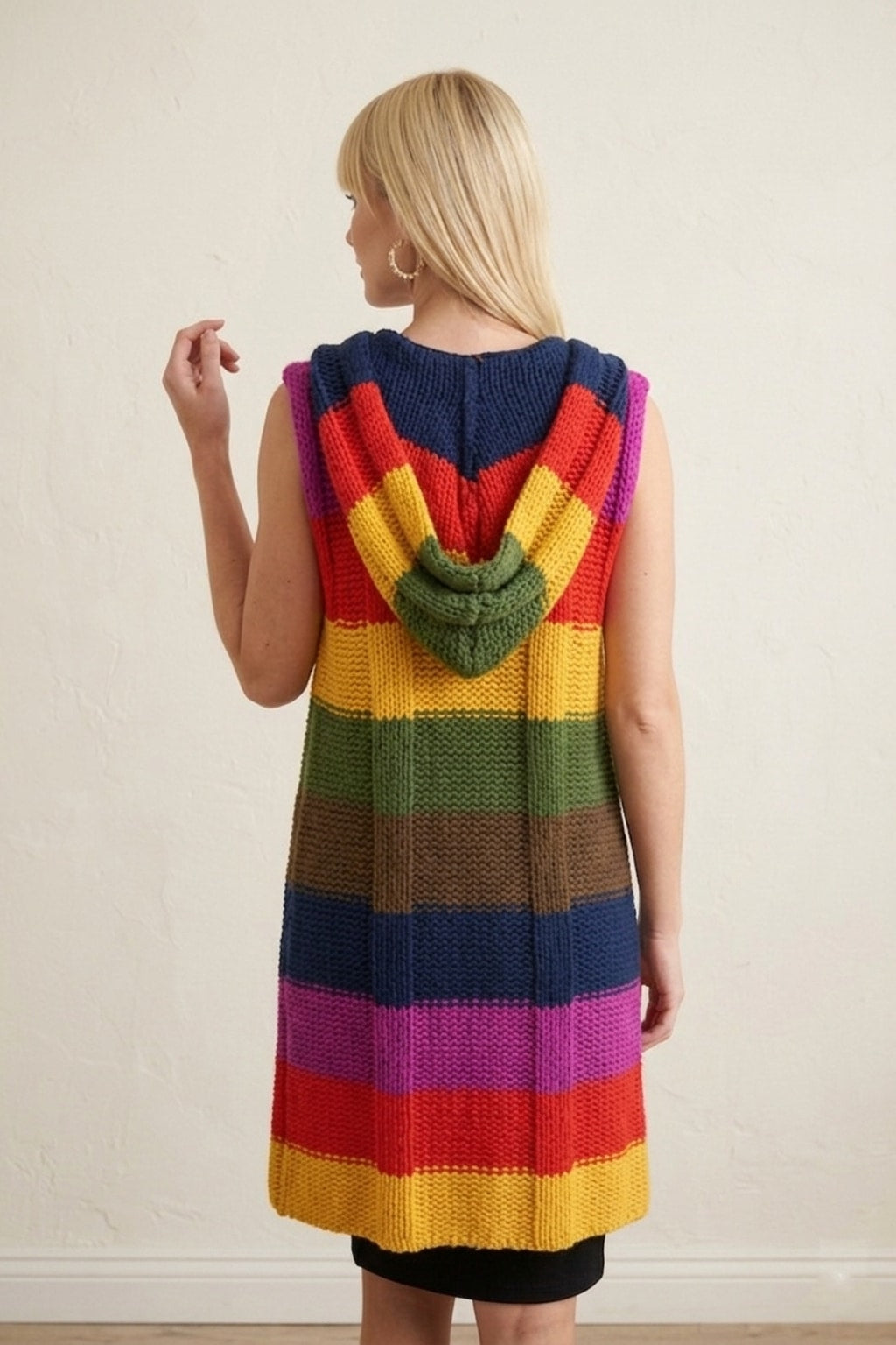 223 Retro Rainbow Sleeveless Vest Hoodie