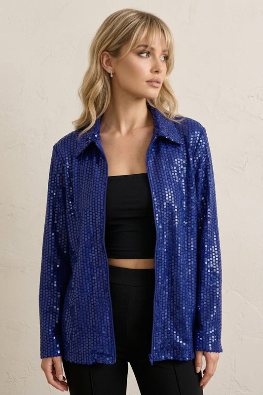 2496 Royal Blue Shimmer Zip Jacket