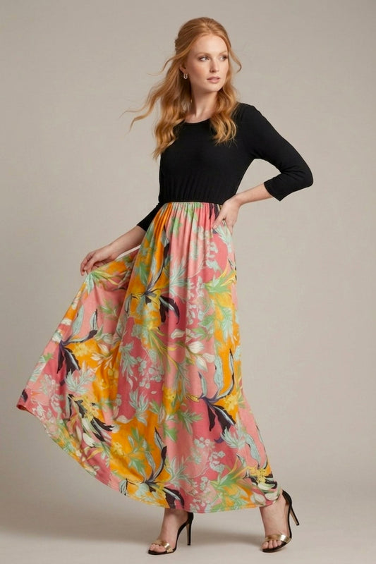 3827 Tropical Sunset Maxi Dress
