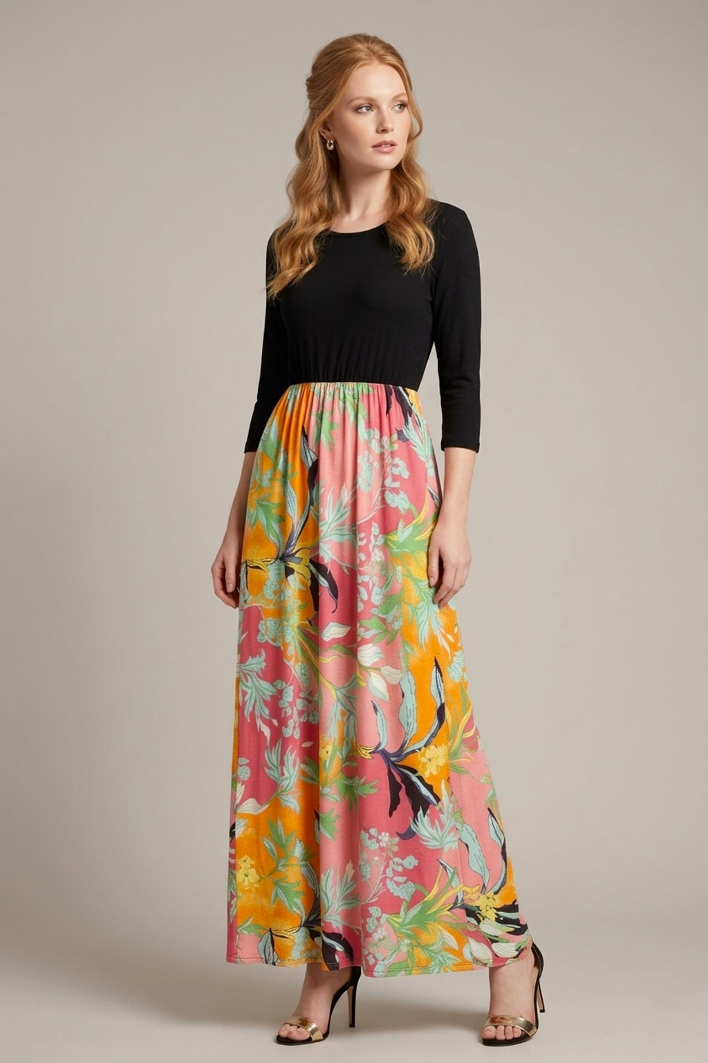 3827 Tropical Sunset Maxi Dress