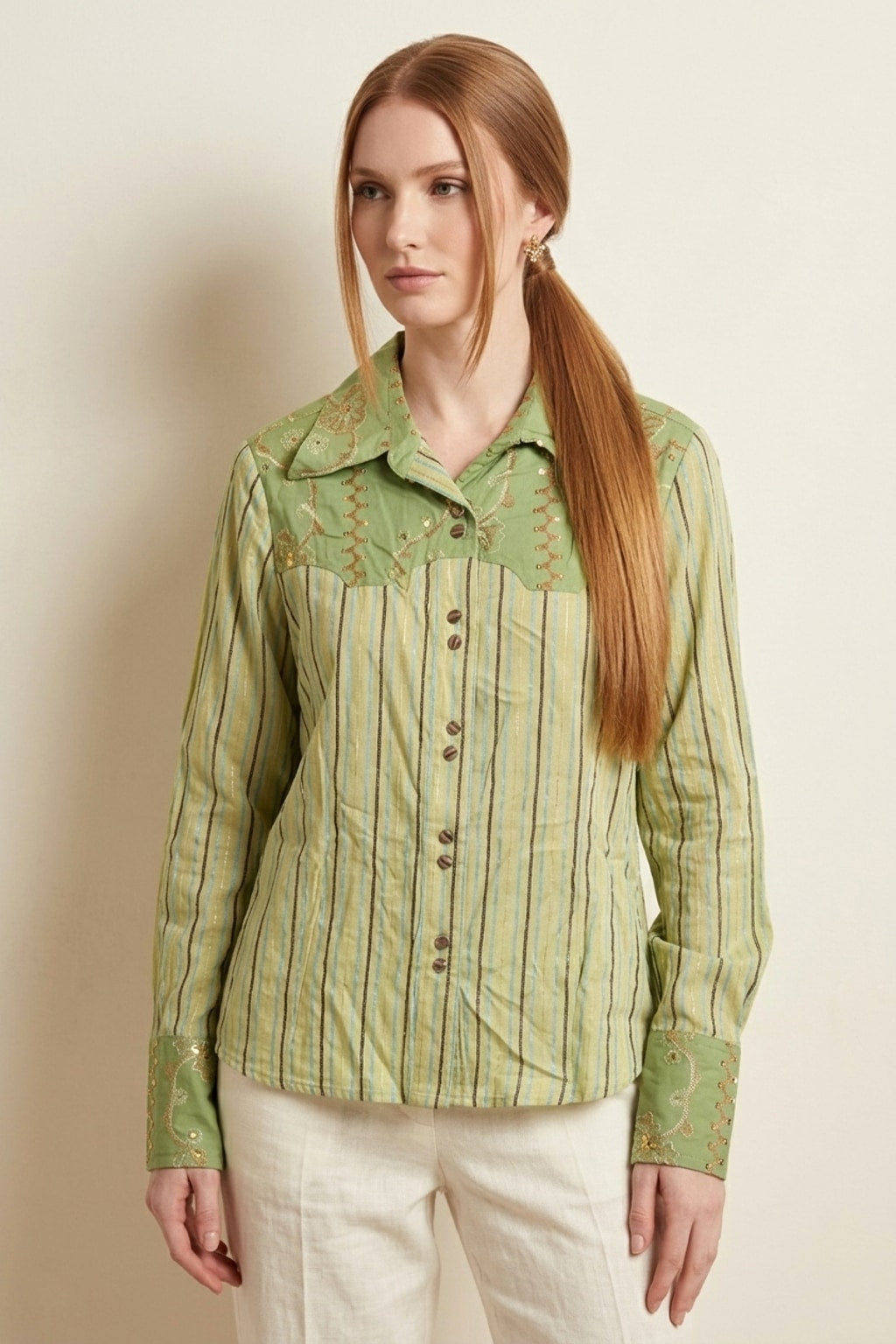 7475 Green Rodeo Chic Button-Up