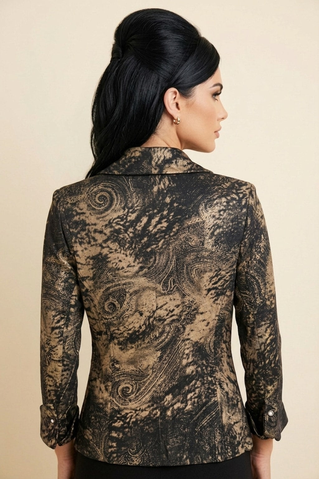 8171 Black Tan Paisley Zip Fully Lined Jacket