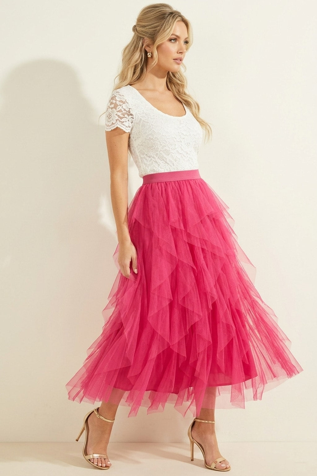 9011 Pink Paradise Tulle Maxi Skirt