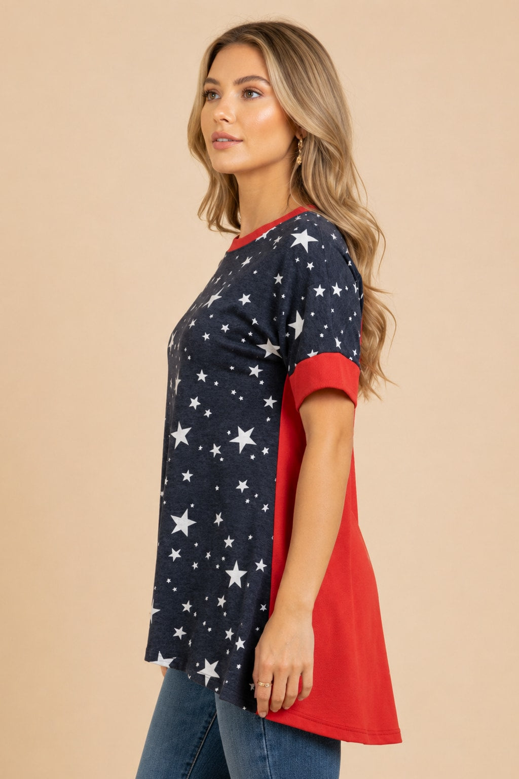 3945 Red White & Starry Top