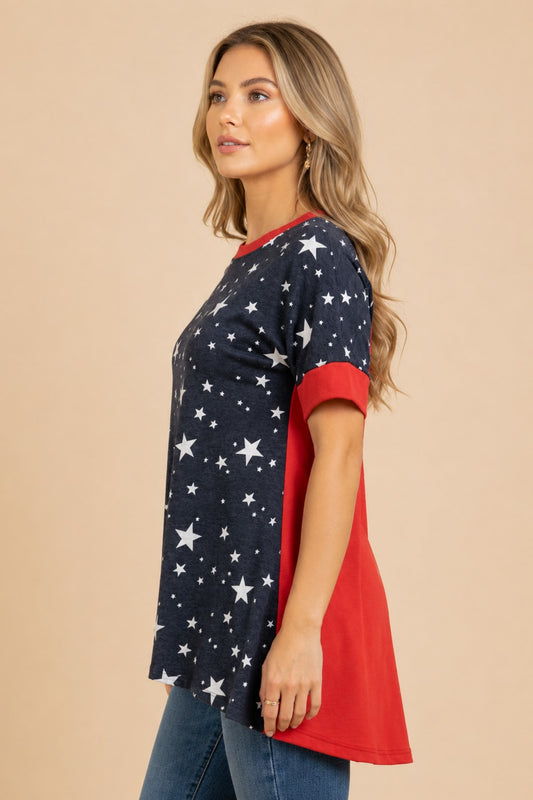 3945 Red White & Starry Top