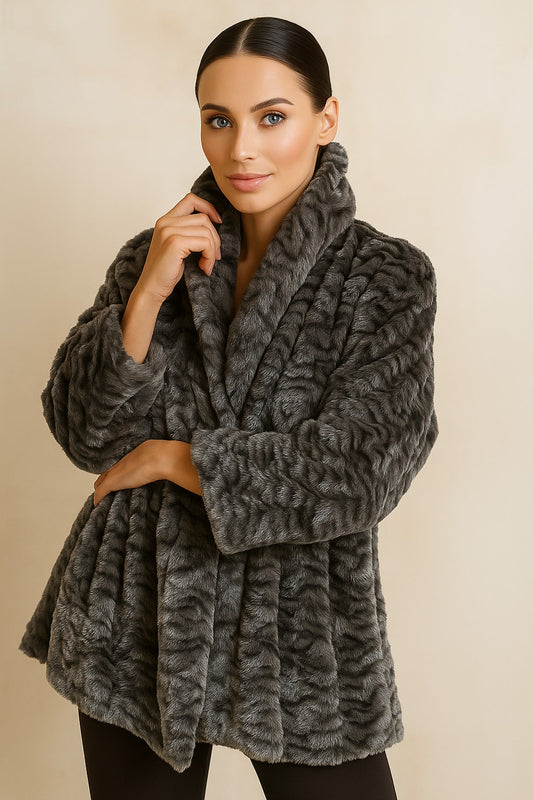 204 Ripple Effect Faux Fur Cardigan