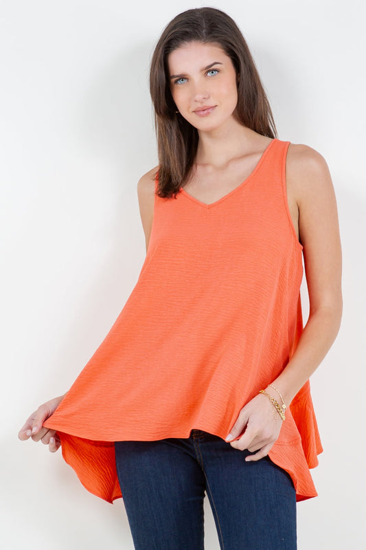 5624-6 Coral Ruffle Back Top